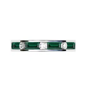 emerald and round diamond half eternity ring