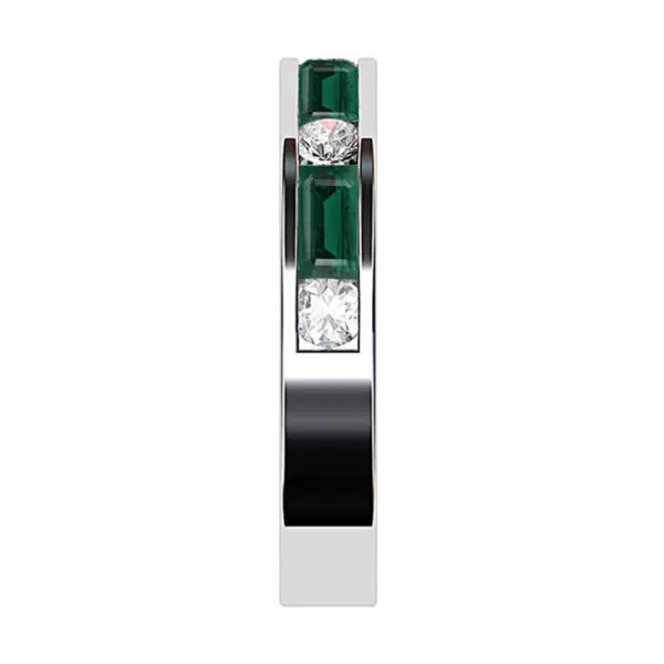 emerald and round diamond half eternity ring2