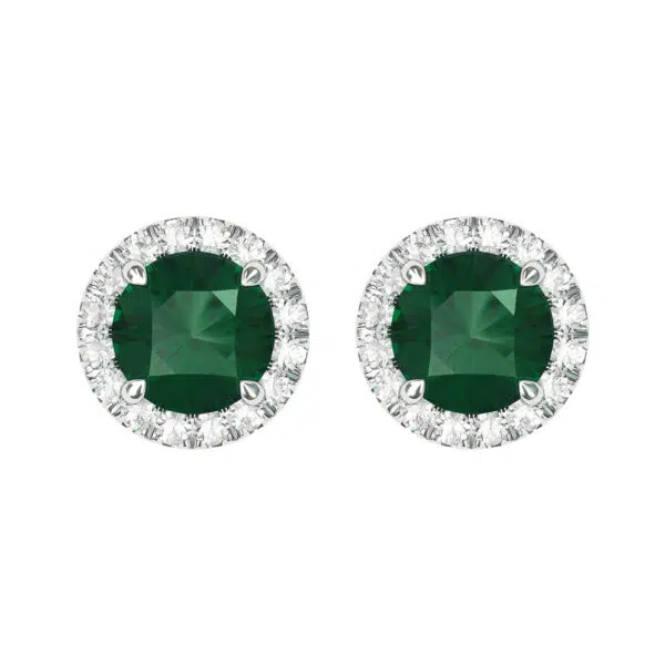 emerald diamond halo eaarings petal back2