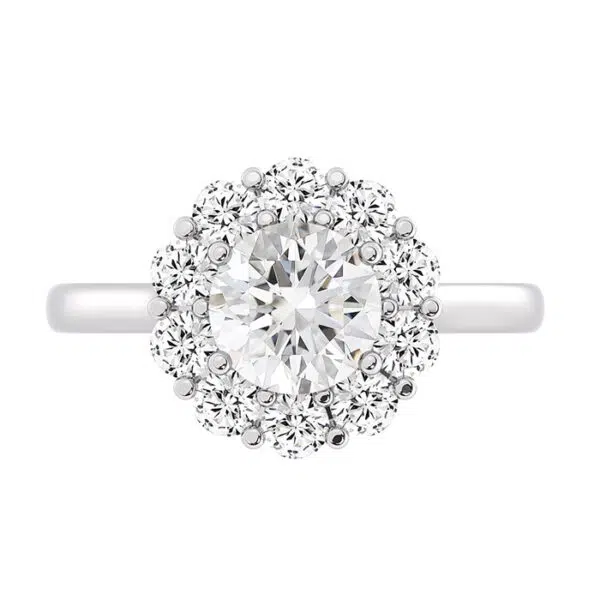 modern halo diamond ring