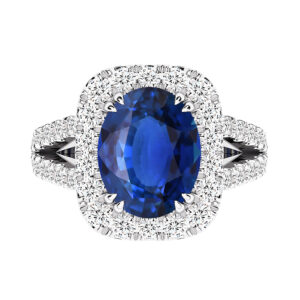 oval sapphire halo ring with split shank