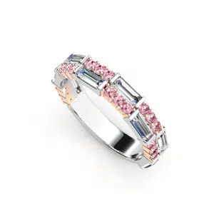 pink diamond and baguette diamond eternity ring 4