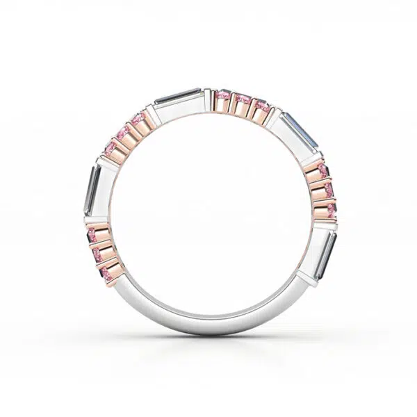 pink diamond and baguette diamond eternity ring2