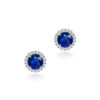 1 Ct Blue Sapphire Halo Earrings front