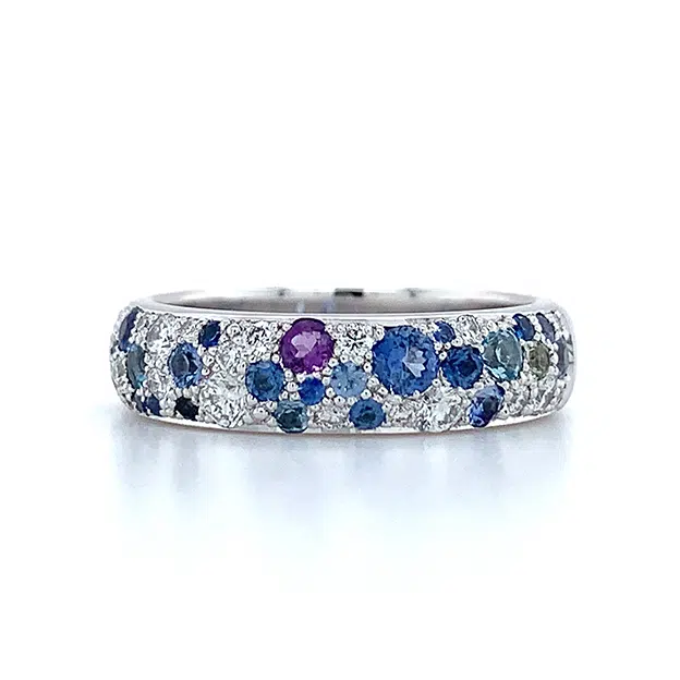 diamond sapphire cluster ring