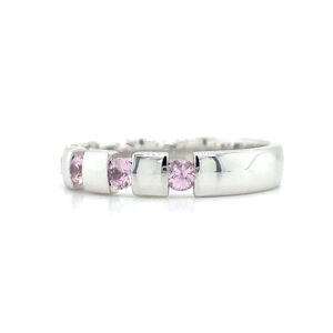 pink sapphire modern dress band side view