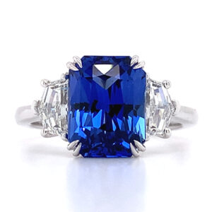 4 ct blue sapphire trilogy ring