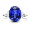 5 ct ceylon sapphire with trilliant side diamonds