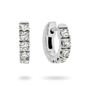 5 stone huggie earrings white gold