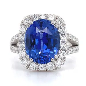 6 ct blue sapphire halo ring