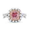 cushion cut pink diamond double halo ring