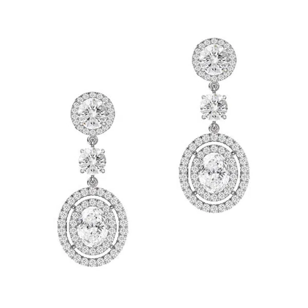 double halo diamond drop earrings