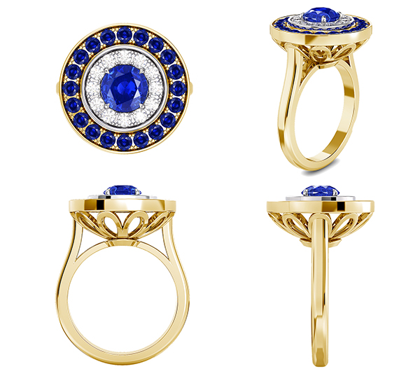 sapphire and diamond gold ring