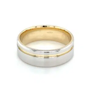 two tone mens wedding ring top view