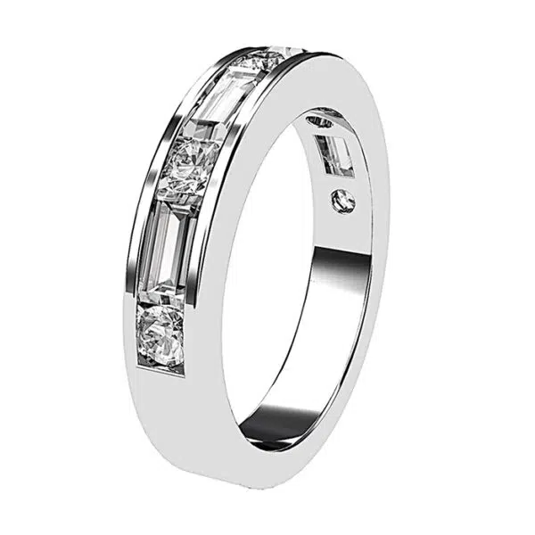 Alternate Baguette and Round Diamond Half Eternity Ring2