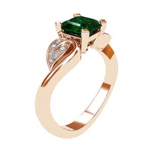 Asscher Cut Emerald With Diamond Leaves 2