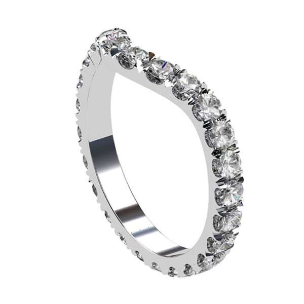 Curved Diamond Cut Down Set Wedding Ring 2