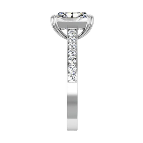 Double Prong Emerald Cut Ring with Channel Set Band 4