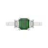 Emerald Cut Three Stone Emerald and Diamond Ring