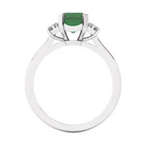 Emerald Cut Three Stone Emerald and Diamond Ring 3