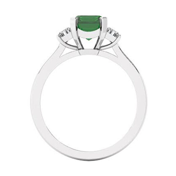 Emerald Cut Three Stone Emerald and Diamond Ring 3