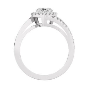 Heart Shaped Halo Ring With Twisted Diamond Band 3