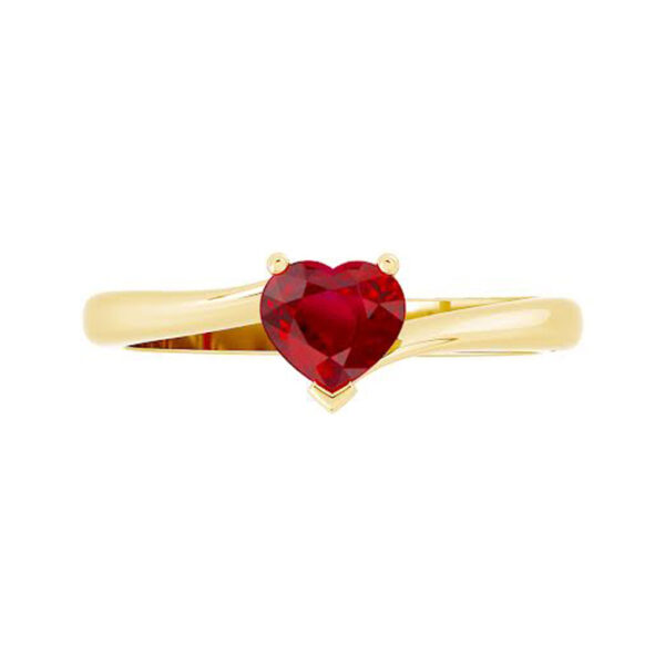 Heart Shaped Ruby With Twisted Yellow Gold Band