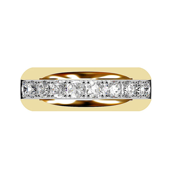 Mens Two Tone Wedding Band with Diamond Row