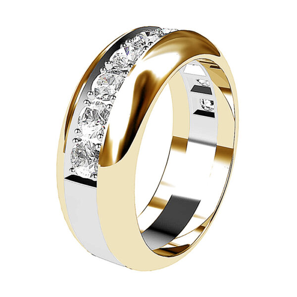 Mens Two Tone Wedding Band with Diamond Row2