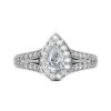 Pear Shaped Halo Engagement Ring with Split Shank