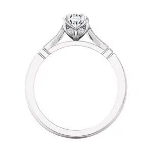 Petal Set Round Diamond Ring with Milgrain Detail 3