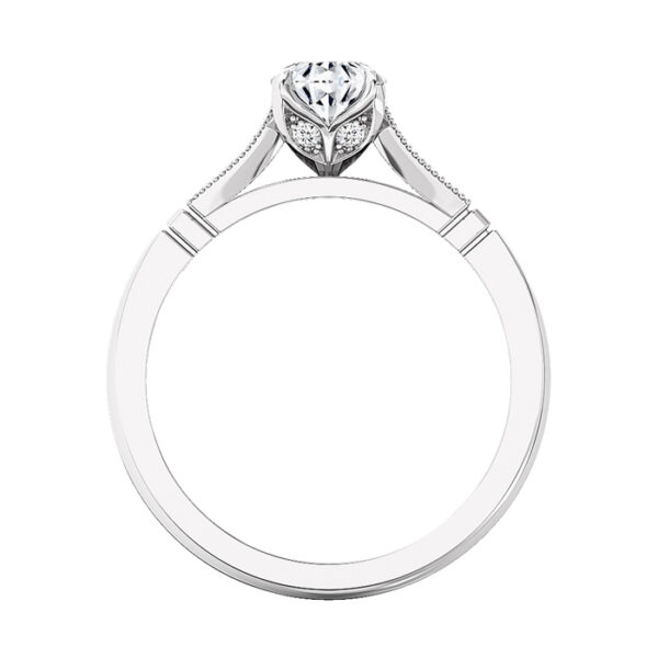 Petal Set Round Diamond Ring with Milgrain Detail 3