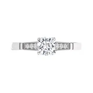 Petal Set Round Diamond Ring with Milgrain Detail