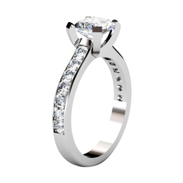 Radiant Cut Diamond Engagement Ring with Channel Set Band 2