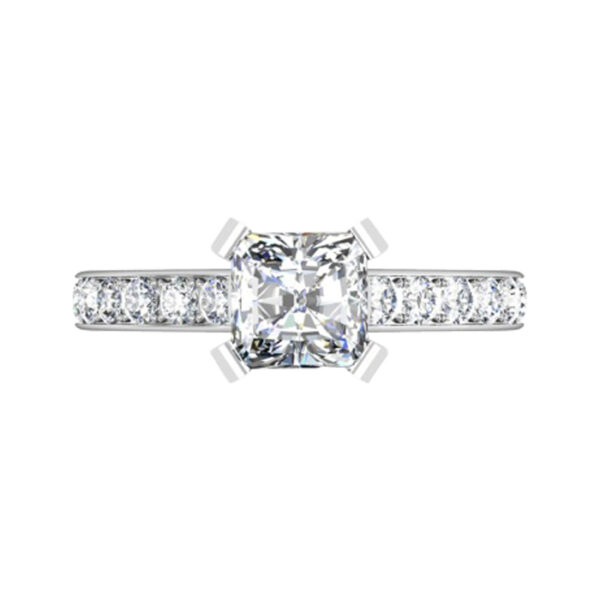 Radiant Cut Diamond Engagement Ring with Channel Set Band