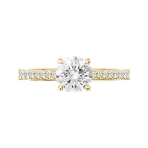 Round Diamond Engagement Ring with Tapered Diamond Band 1