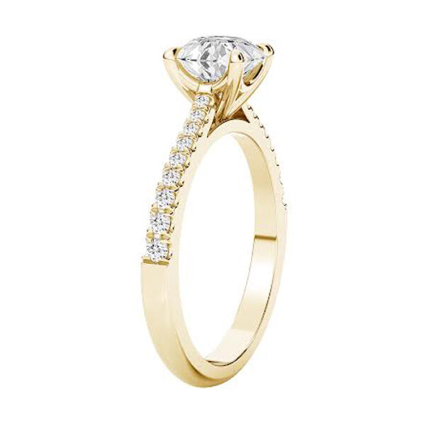 Round Diamond Engagement Ring with Tapered Diamond Band 4