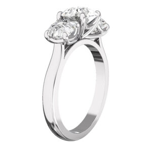 Round Three Stone Diamond Engagement Ring 2