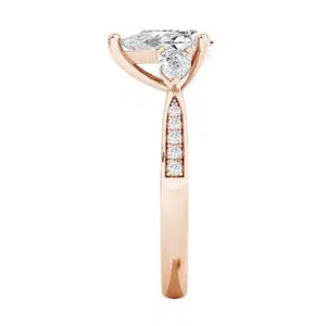 pear shape three stone rose gold ring 2