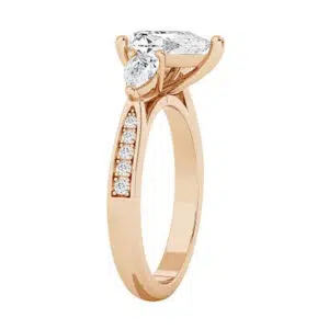 pear shape three stone rose gold ring 4