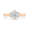 6 claw single stone diamond ring rose gold