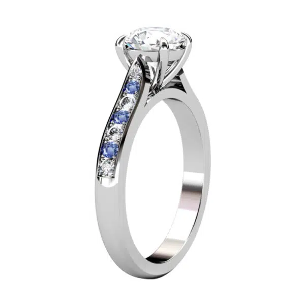 Diamond Ring with Sapphire and Diamond Band 2