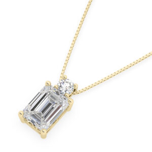 Emerald Cut Diamond Necklace with Round Diamond 3