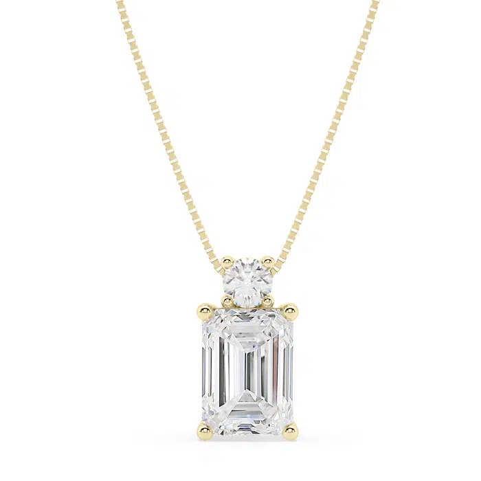 Emerald Cut Diamond Necklace with Round Diamond