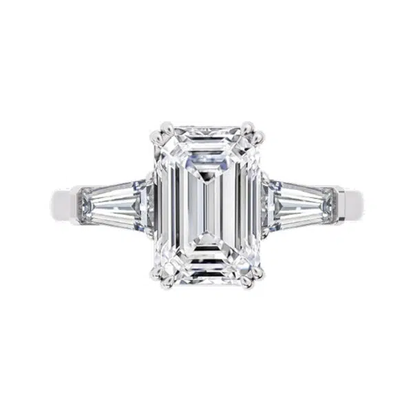 Emerald Cut Diamond With Baguette Side Stones