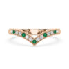 Emerald and Diamond V Shape Wedding Ring in Rose Gold 2