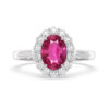 Magenta Pink Sapphire Halo Ring