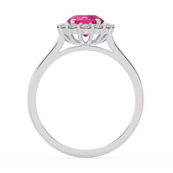 Magenta Pink Sapphire Halo Ring 3