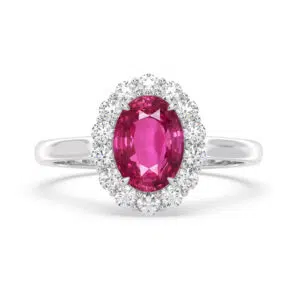 Magenta Pink Sapphire Halo Ring