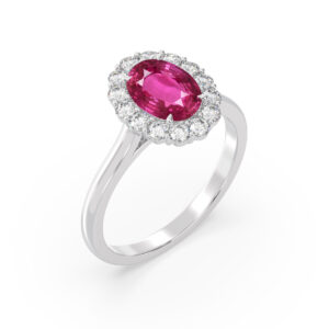 Magenta Pink Sapphire Halo Ring 4